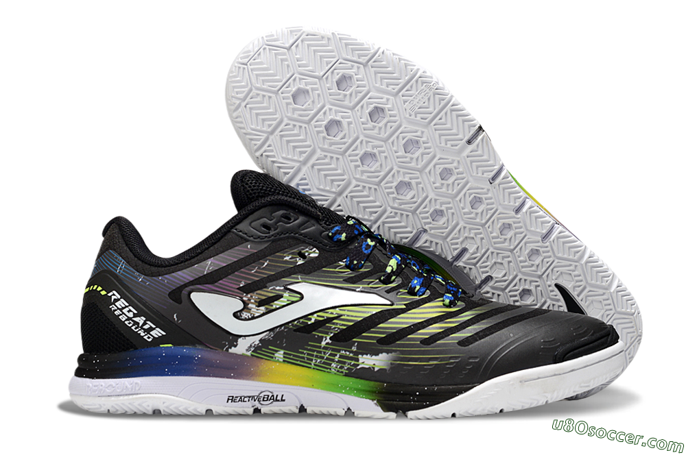 Joma Top Flex IC Indoor & Futsal Soccer Shoes - Black/White/Yellow 1