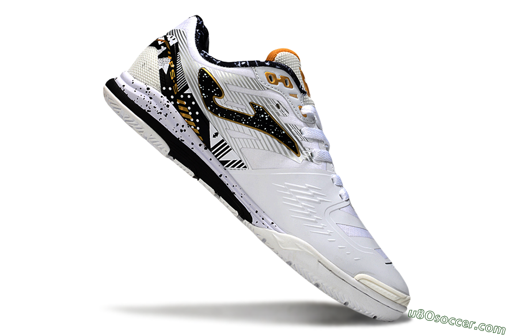 Joma Top Flex IC Indoor & Futsal Soccer Shoes - White/Black/Gold 4