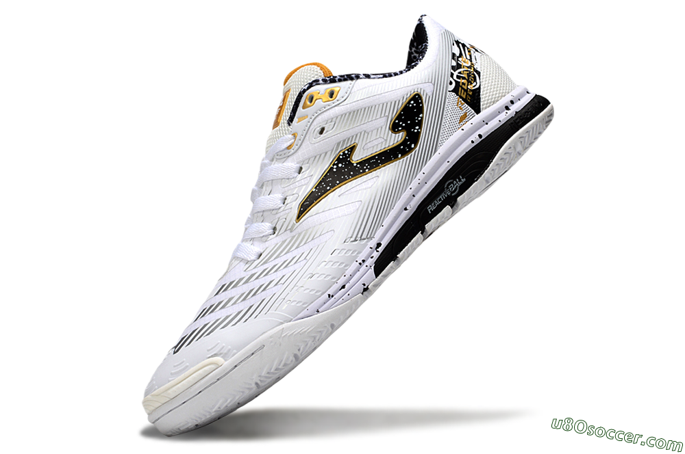 Joma Top Flex IC Indoor & Futsal Soccer Shoes - White/Black/Gold 5