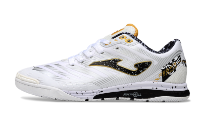 Joma Top Flex IC Indoor & Futsal Soccer Shoes - White/Black/Gold