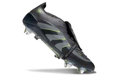 Adidas Predator 25 Elite Foldover Tongue SG Soft Ground Soccer Cleats - Black/Grey/Yellow