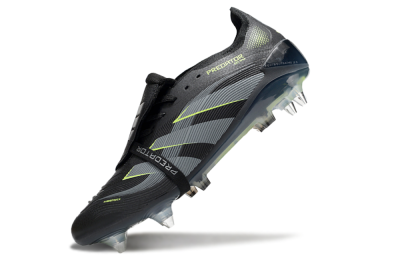 Adidas Predator 25 Elite Foldover Tongue SG Soft Ground Soccer Cleats - Black/Grey/Yellow