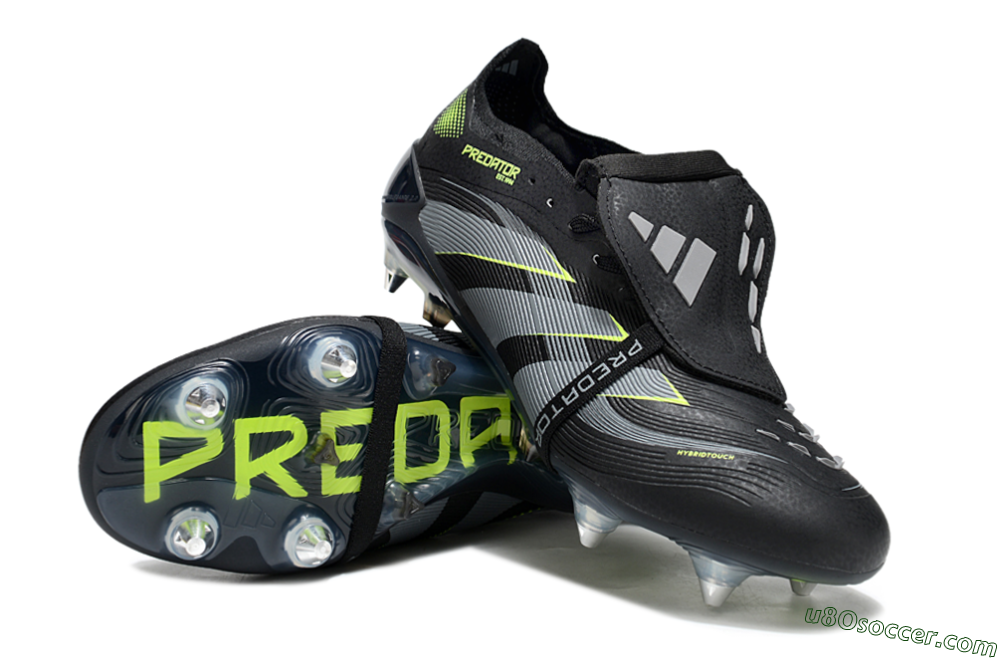 Adidas Predator 25 Elite Foldover Tongue SG Soft Ground Soccer Cleats - Black/Grey/Yellow 3