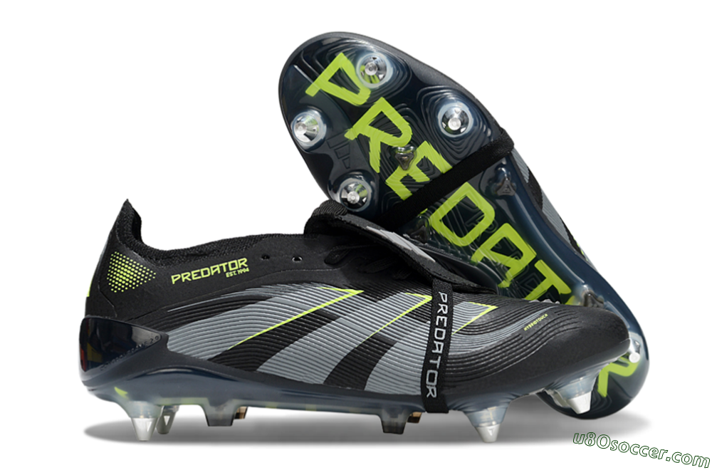 Adidas Predator 25 Elite Foldover Tongue SG Soft Ground Soccer Cleats - Black/Grey/Yellow 1