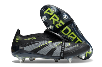 Adidas Predator 25 Elite Foldover Tongue SG Soft Ground Soccer Cleats - Black/Grey/Yellow
