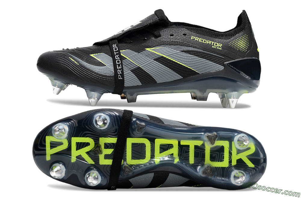 Adidas Predator 25 Elite Foldover Tongue SG Soft Ground Soccer Cleats - Black/Grey/Yellow 0