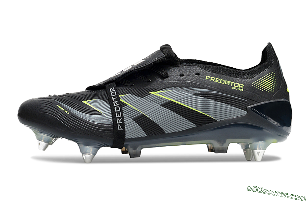 Adidas Predator 25 Elite Foldover Tongue SG Soft Ground Soccer Cleats - Black/Grey/Yellow 2
