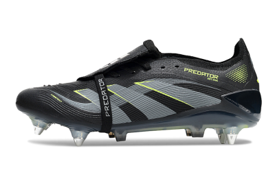 Adidas Predator 25 Elite Foldover Tongue SG Soft Ground Soccer Cleats - Black/Grey/Yellow