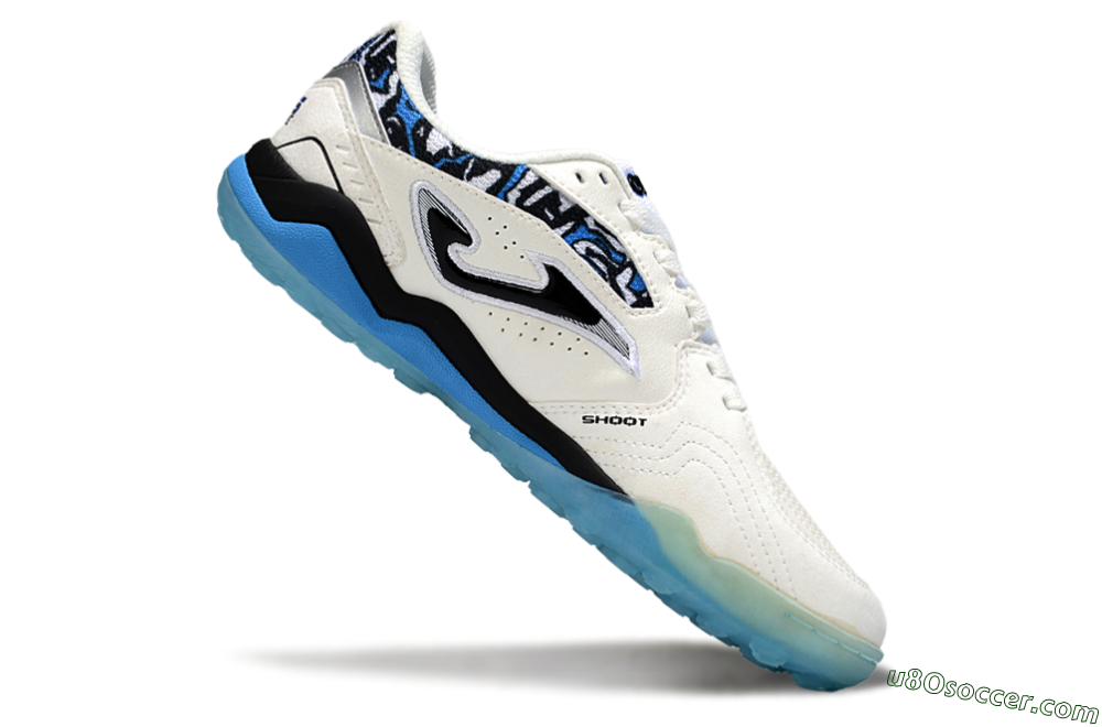 Joma Top Flex TF Artificial Turf Soccer Shoes - White/Black/Blue 4