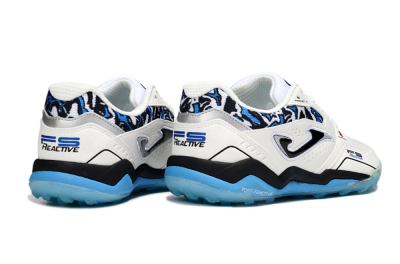 Joma Top Flex TF Artificial Turf Soccer Shoes - White/Black/Blue