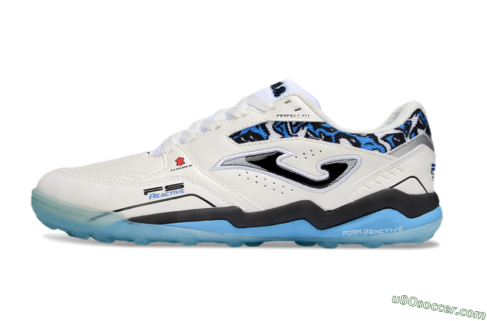 Joma Top Flex TF Artificial Turf Soccer Shoes - White/Black/Blue 2