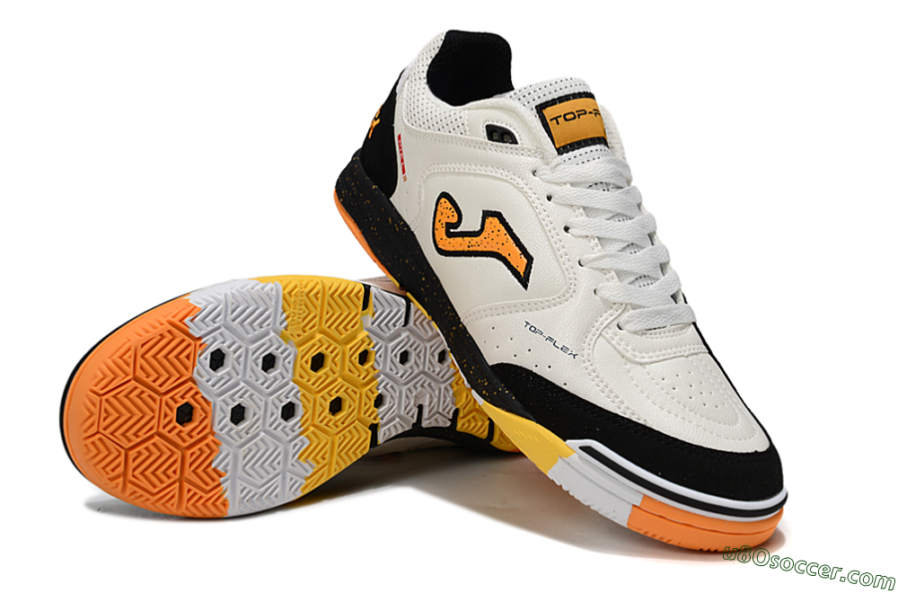Joma Top Flex IC Indoor & Futsal Soccer Shoes - White/Yellow/Black 3