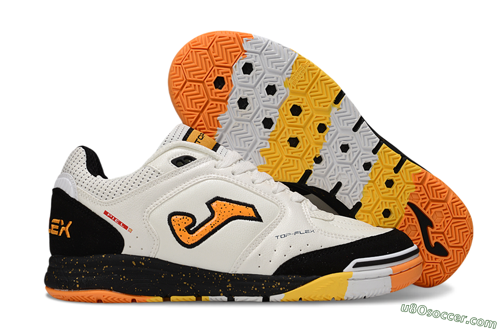 Joma Top Flex IC Indoor & Futsal Soccer Shoes - White/Yellow/Black 1