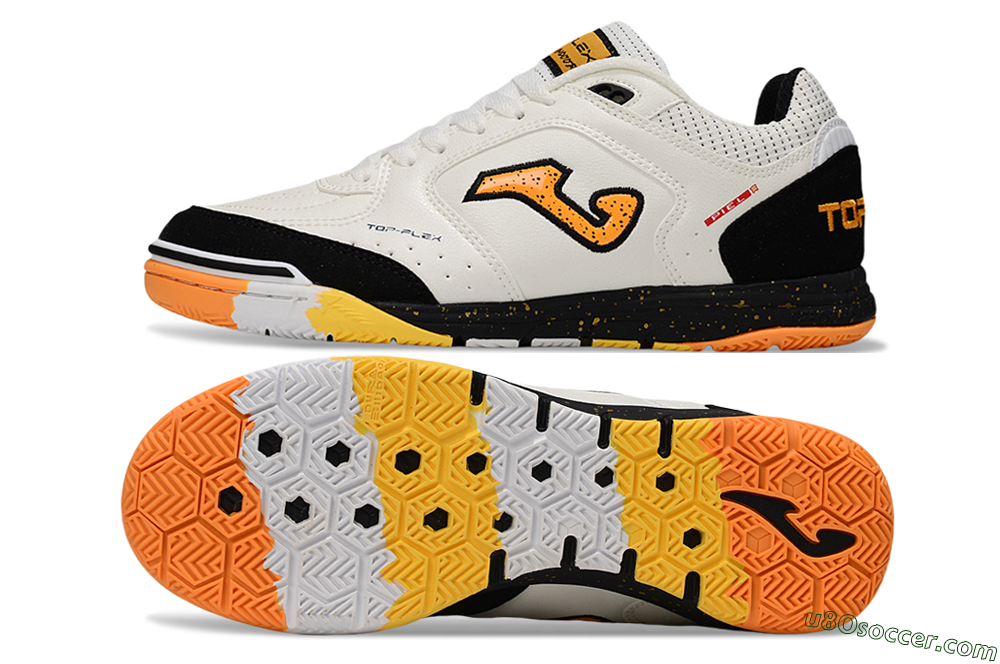 Joma Top Flex IC Indoor & Futsal Soccer Shoes - White/Yellow/Black 0