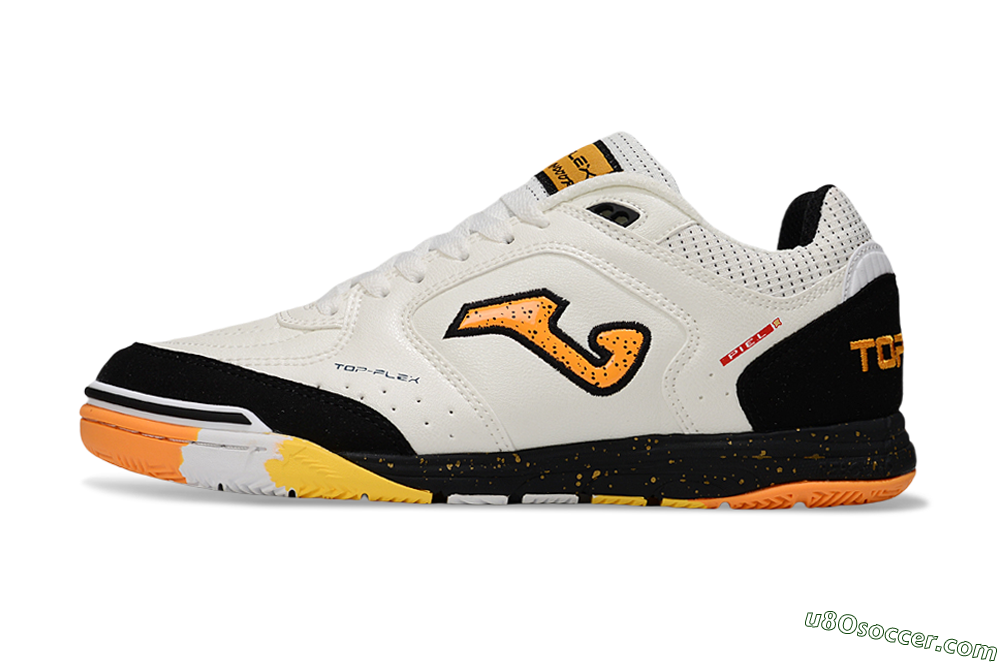 Joma Top Flex IC Indoor & Futsal Soccer Shoes - White/Yellow/Black 2