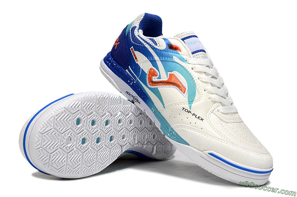 Joma Top Flex IC Indoor & Futsal Soccer Shoes - White/Red/Blue 3