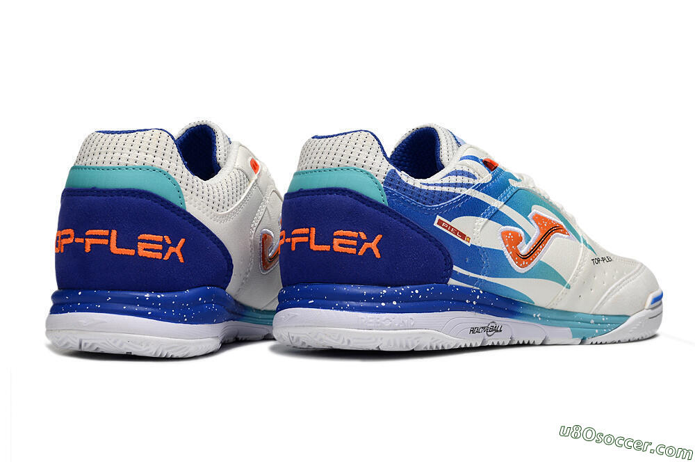 Joma Top Flex IC Indoor & Futsal Soccer Shoes - White/Red/Blue 6