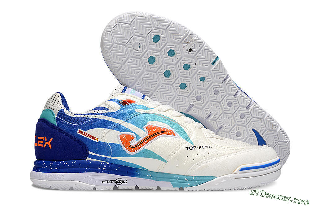 Joma Top Flex IC Indoor & Futsal Soccer Shoes - White/Red/Blue 1