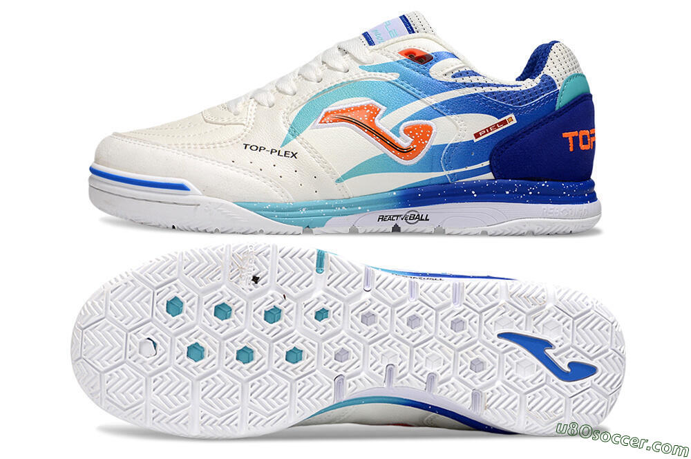 Joma Top Flex IC Indoor & Futsal Soccer Shoes - White/Red/Blue 0