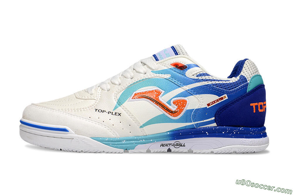 Joma Top Flex IC Indoor & Futsal Soccer Shoes - White/Red/Blue 2