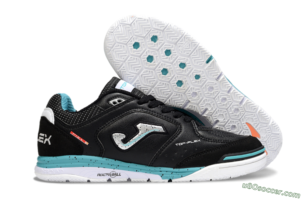 Joma Top Flex IC Indoor & Futsal Soccer Shoes - Black/Silver/Blue 1