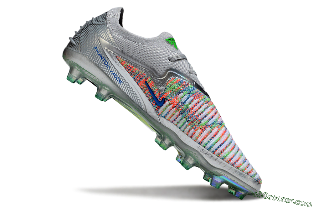 Nike Phantom 6 Elite AG Artificial Grass Soccer Cleats - Grey/Silver/Red 4