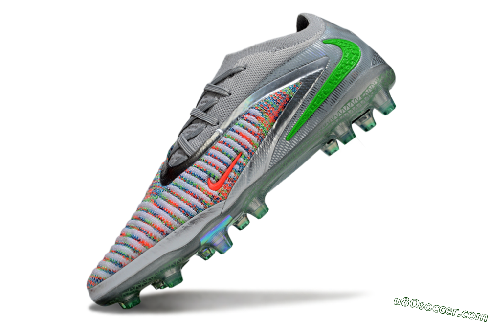 Nike Phantom 6 Elite AG Artificial Grass Soccer Cleats - Grey/Silver/Red 5