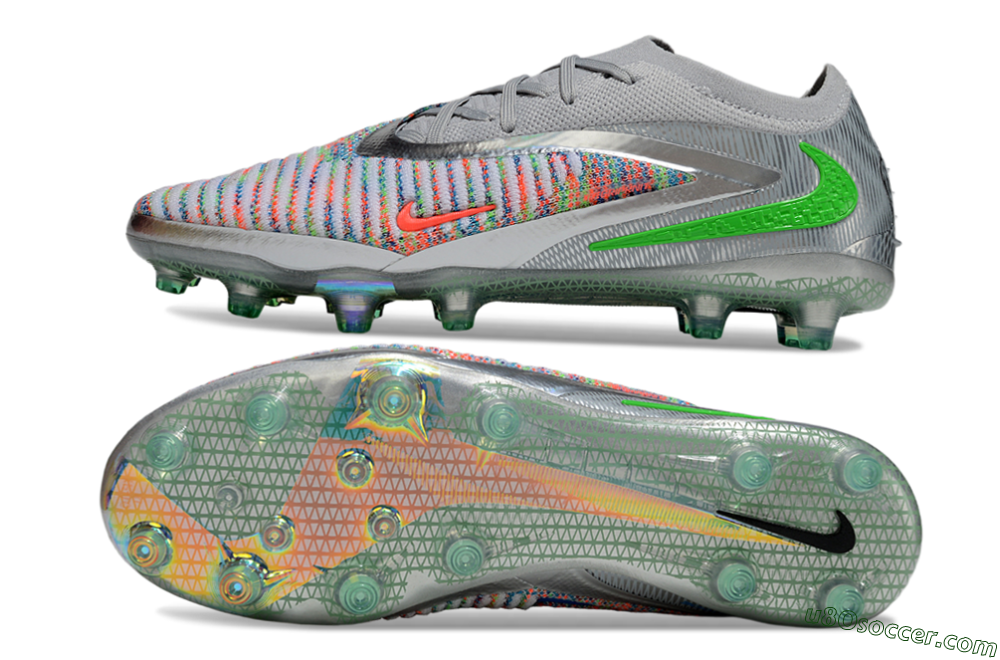 Nike Phantom 6 Elite AG Artificial Grass Soccer Cleats - Grey/Silver/Red 0