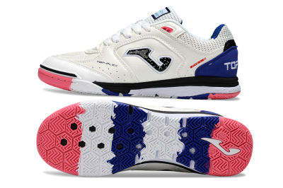 Joma Top Flex IC Indoor & Futsal Soccer Shoes - White/Black/Blue
