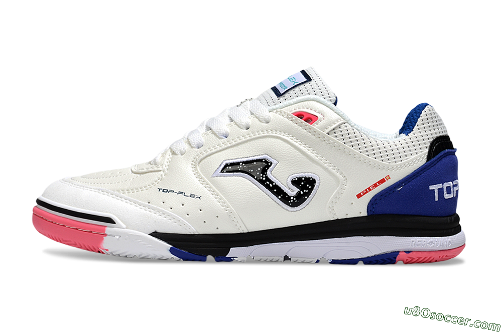 Joma Top Flex IC Indoor & Futsal Soccer Shoes - White/Black/Blue 2
