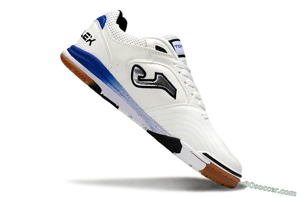 Joma Top Flex IC Indoor & Futsal Soccer Shoes - White/Silver/Blue 4