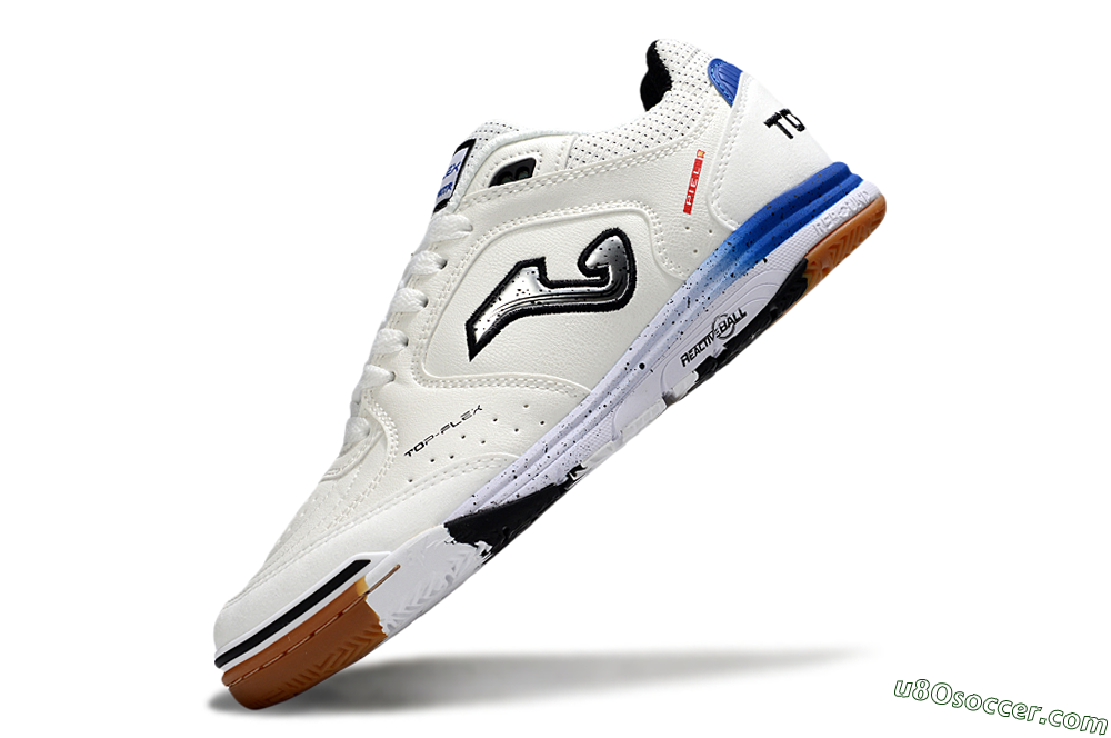 Joma Top Flex IC Indoor & Futsal Soccer Shoes - White/Silver/Blue 5