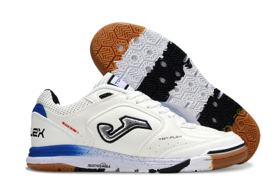 Joma Top Flex IC Indoor & Futsal Soccer Shoes - White/Silver/Blue