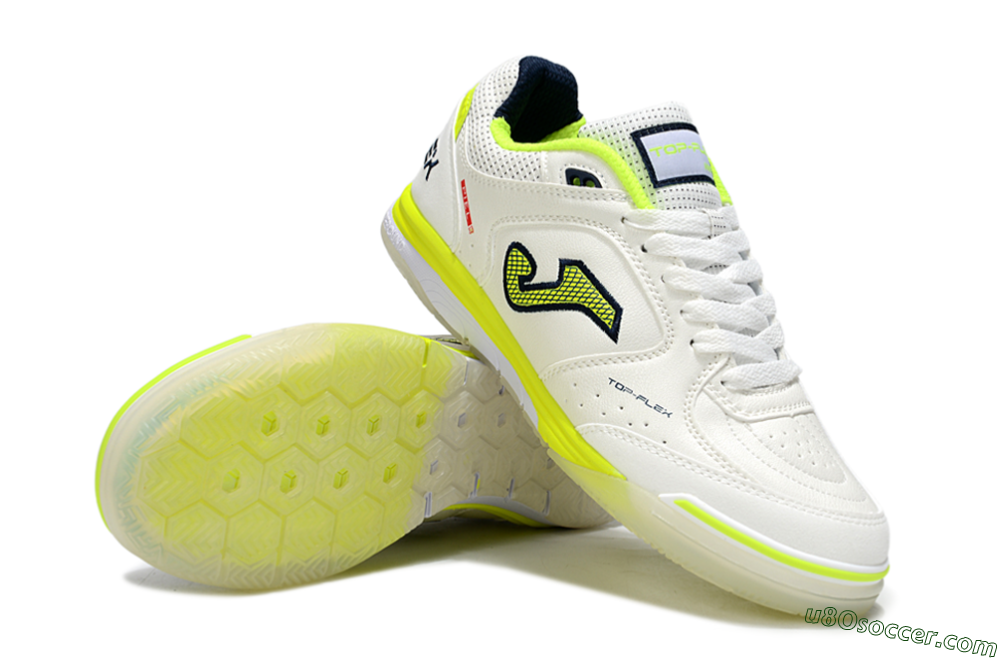 Joma Top Flex IC Indoor & Futsal Soccer Shoes - White/Yellow/Black 3