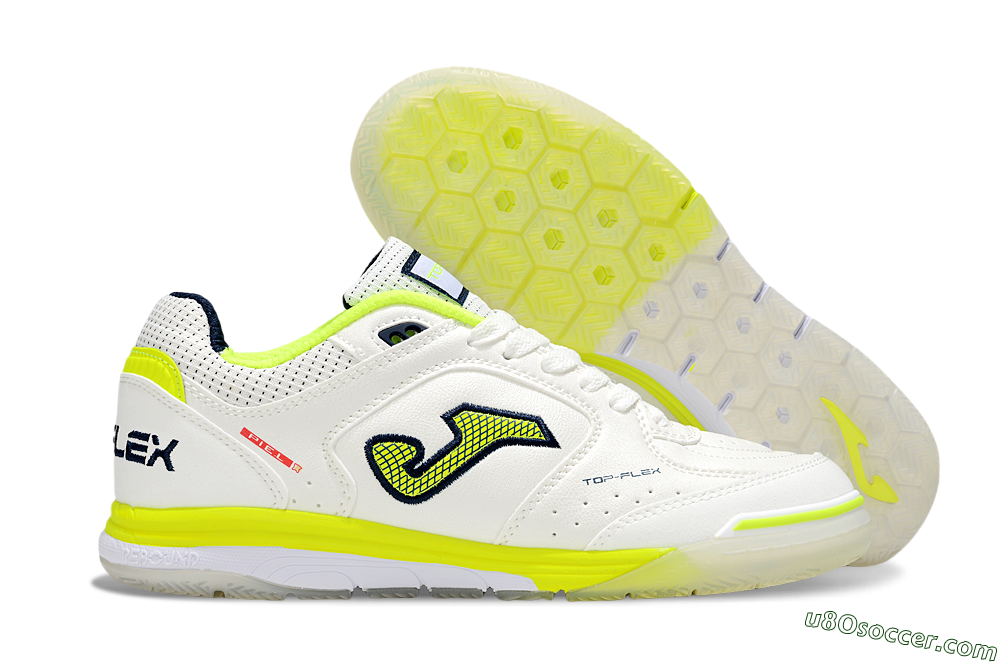 Joma Top Flex IC Indoor & Futsal Soccer Shoes - White/Yellow/Black 1