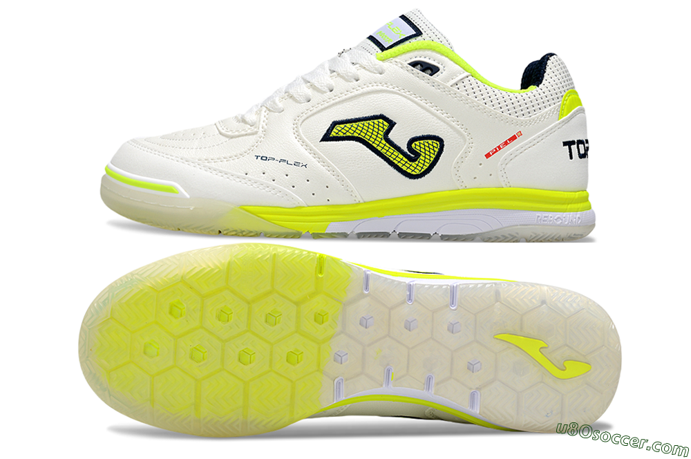 Joma Top Flex IC Indoor & Futsal Soccer Shoes - White/Yellow/Black 0