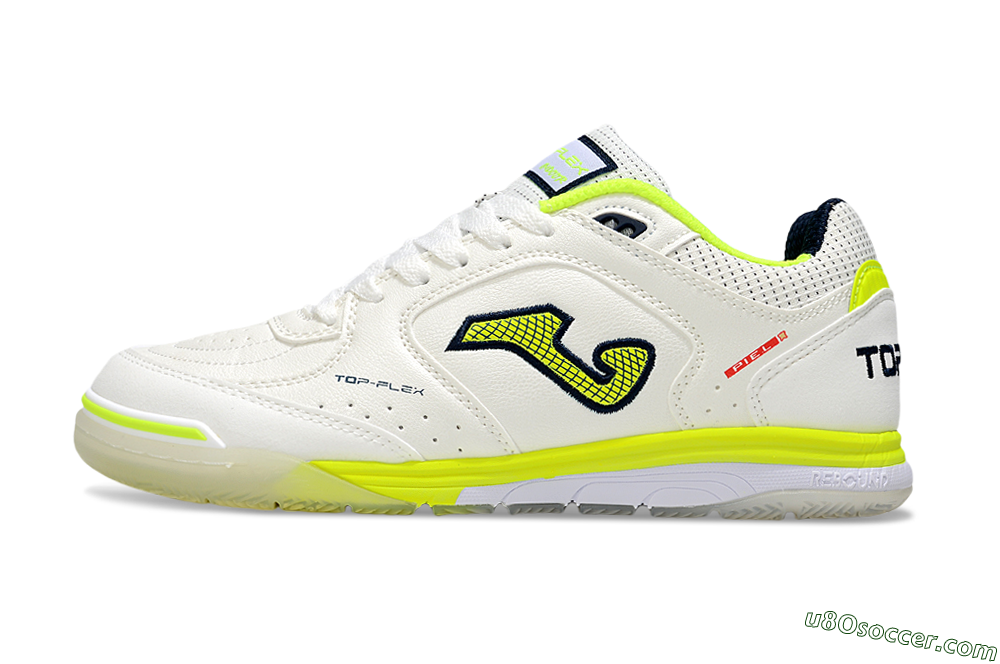 Joma Top Flex IC Indoor & Futsal Soccer Shoes - White/Yellow/Black 2
