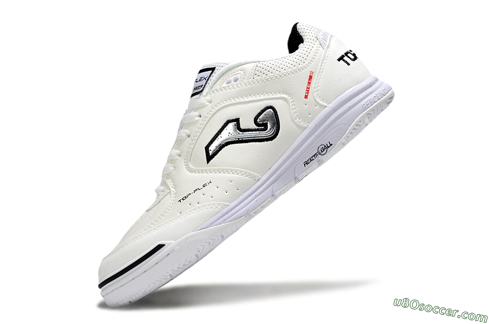 Joma Top Flex IC Indoor & Futsal Soccer Shoes - White/Silver/Black 5