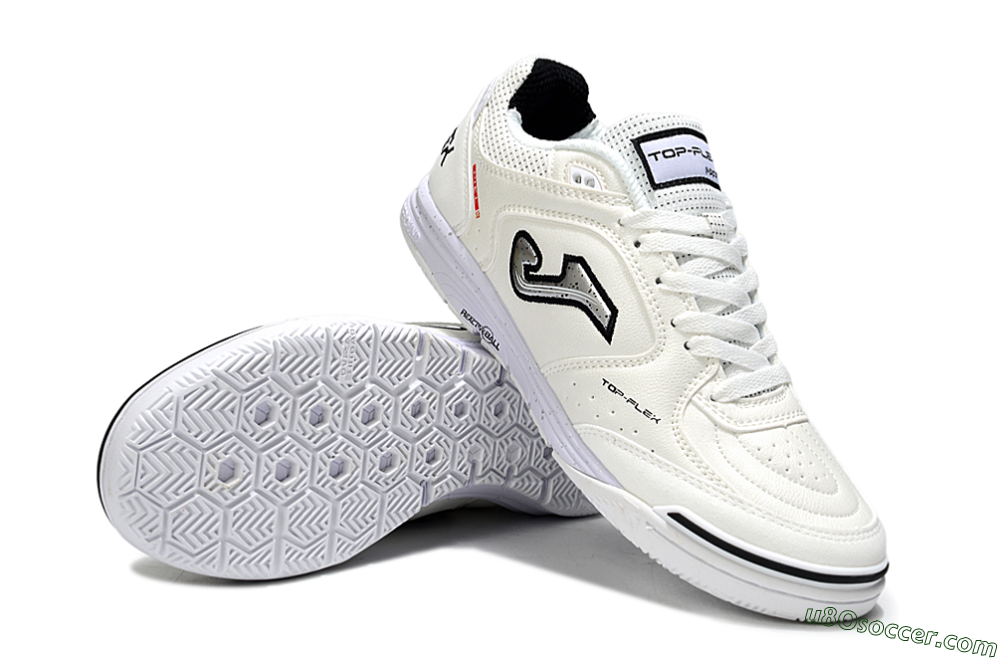 Joma Top Flex IC Indoor & Futsal Soccer Shoes - White/Silver/Black 3