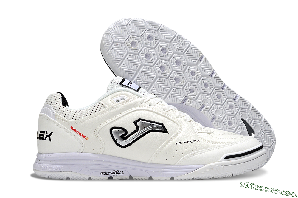 Joma Top Flex IC Indoor & Futsal Soccer Shoes - White/Silver/Black 1