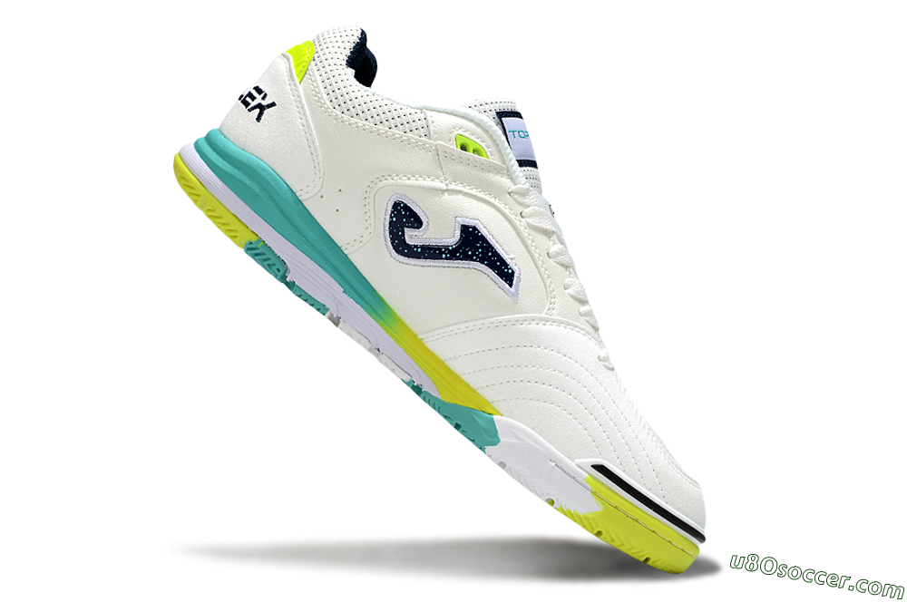 Joma Top Flex IC Indoor & Futsal Soccer Shoes - White/Yellow/Jade 4