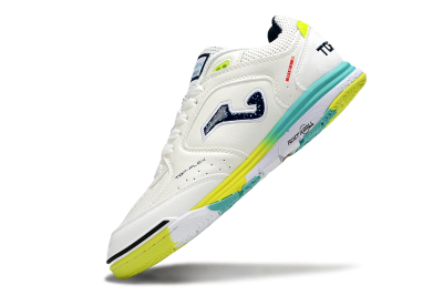 Joma Top Flex IC Indoor & Futsal Soccer Shoes - White/Yellow/Jade