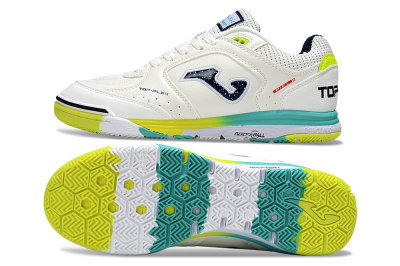 Joma Top Flex IC Indoor & Futsal Soccer Shoes - White/Yellow/Jade