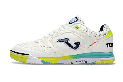 Joma Top Flex IC Indoor & Futsal Soccer Shoes - White/Yellow/Jade