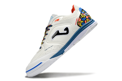 Joma Top Flex IC Indoor & Futsal Soccer Shoes - White/Black/Blue