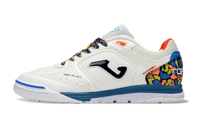 Joma Top Flex IC Indoor & Futsal Soccer Shoes - White/Black/Blue