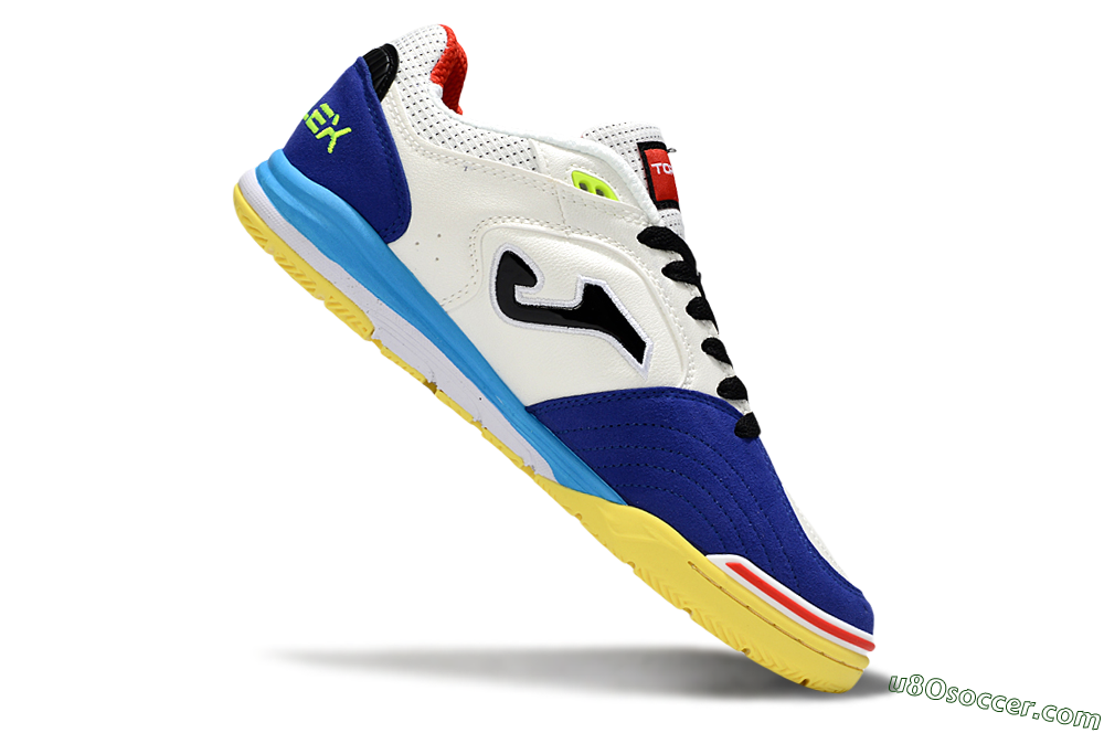 Joma Top Flex IC Indoor & Futsal Soccer Shoes - White/Black/Blue 4