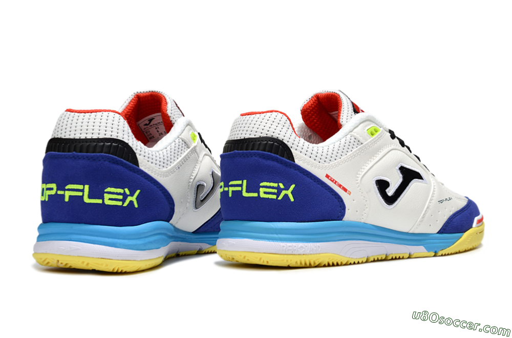 Joma Top Flex IC Indoor & Futsal Soccer Shoes - White/Black/Blue 6