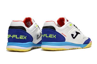 Joma Top Flex IC Indoor & Futsal Soccer Shoes - White/Black/Blue