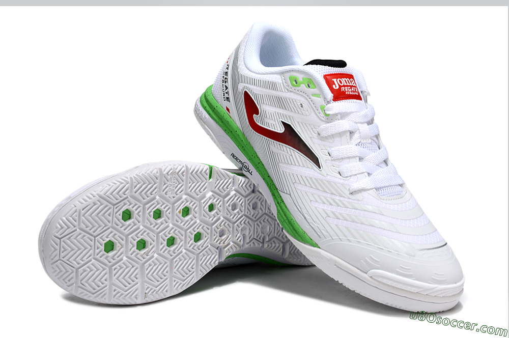 Joma Top Flex IC Indoor & Futsal Soccer Shoes - White/Red/Yellow 3